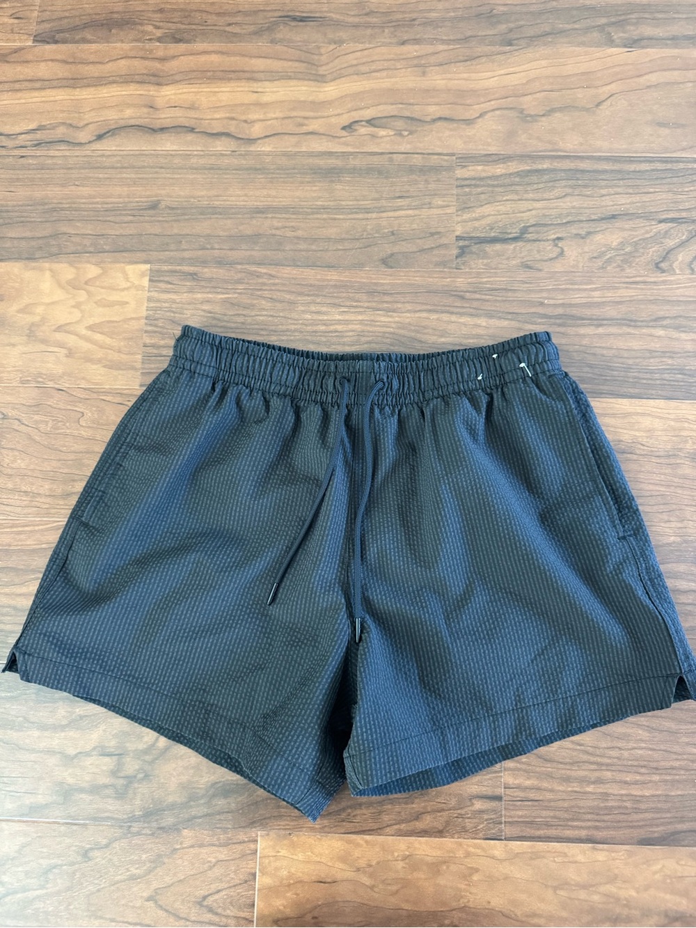 Abercrombie & Fitch Black Textured Swim Trunks
